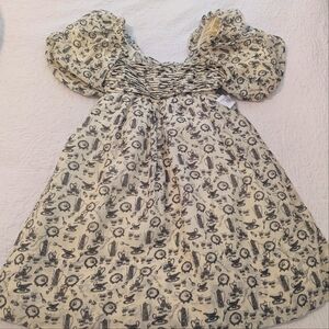 Worth Collective Melody Mini Pleated Dress Size L in Vintage Tea NWT